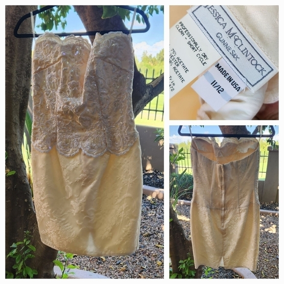 Jessica McClintock Gunne Sax Vintage 80's Strapless Prom Mini‎ dress - Picture 1 of 2